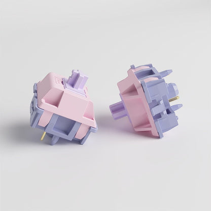 Switches lineales silenciosos AKKO Fairy en color rosa y morado de MyKeyboard