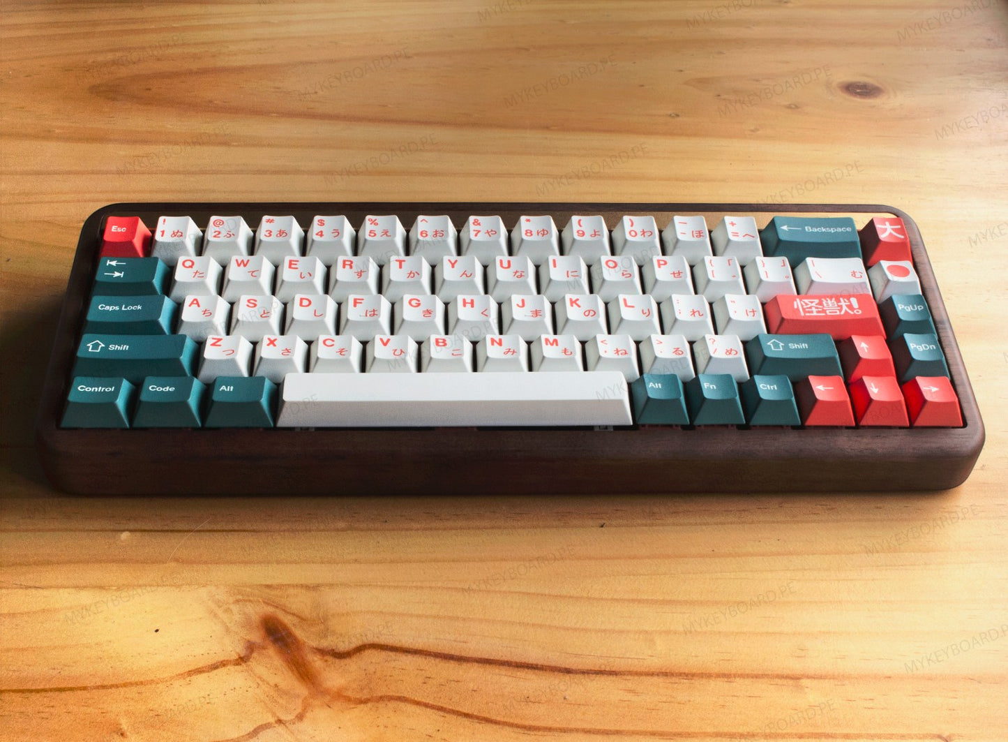 Teclado mecánico MyKeyboard Akko MU01 Kaiju con carcasa de madera de nogal y teclas PBT en perfil MOA