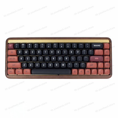Teclado mecánico MyKeyboard AKKO MU01 formato 75% con carcasa de madera de nogal, teclas negras y rojas e iluminación RGB