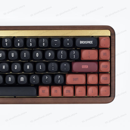 Teclado mecánico MyKeyboard AKKO MU01 formato 75% con carcasa de madera de nogal y teclas en negro y rojo oscuro