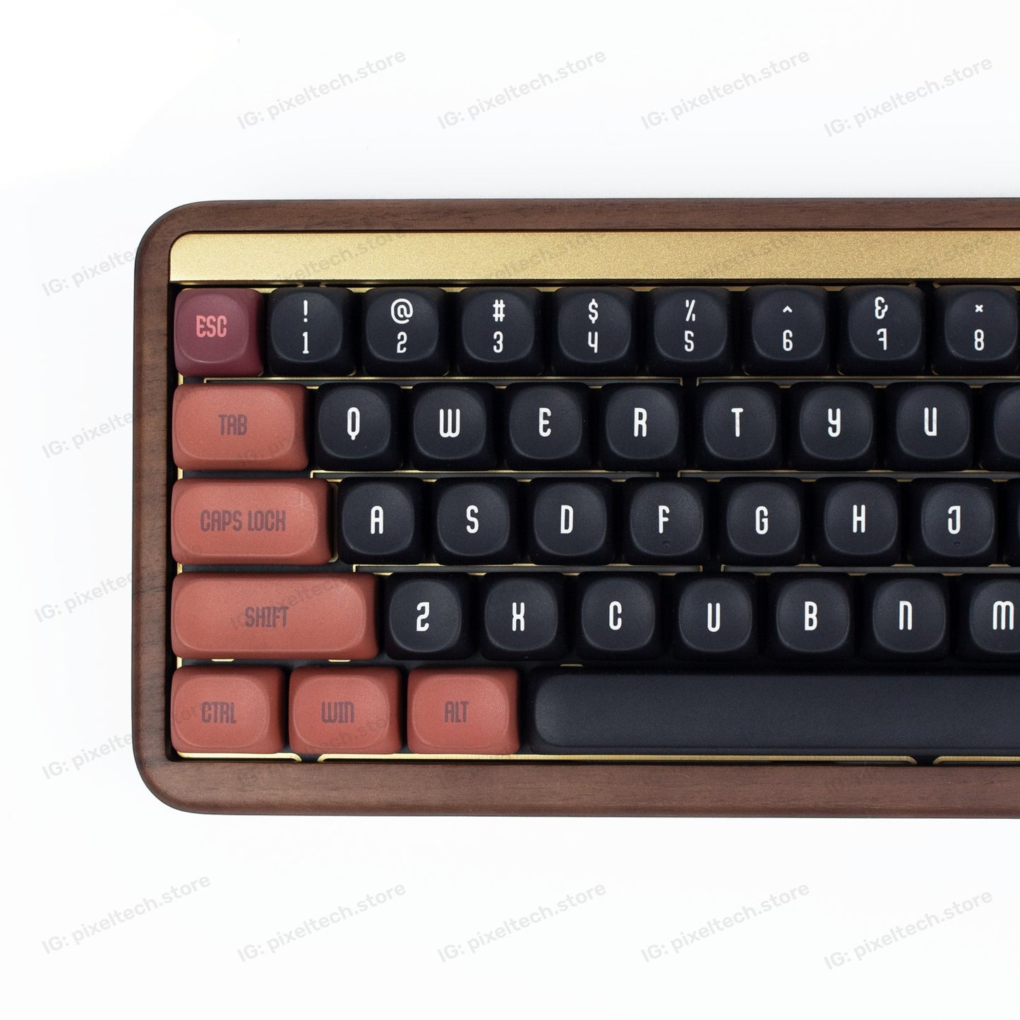 Teclado mecánico MyKeyboard AKKO MU01 formato 75% con carcasa de madera de nogal y teclas en negro y terracota