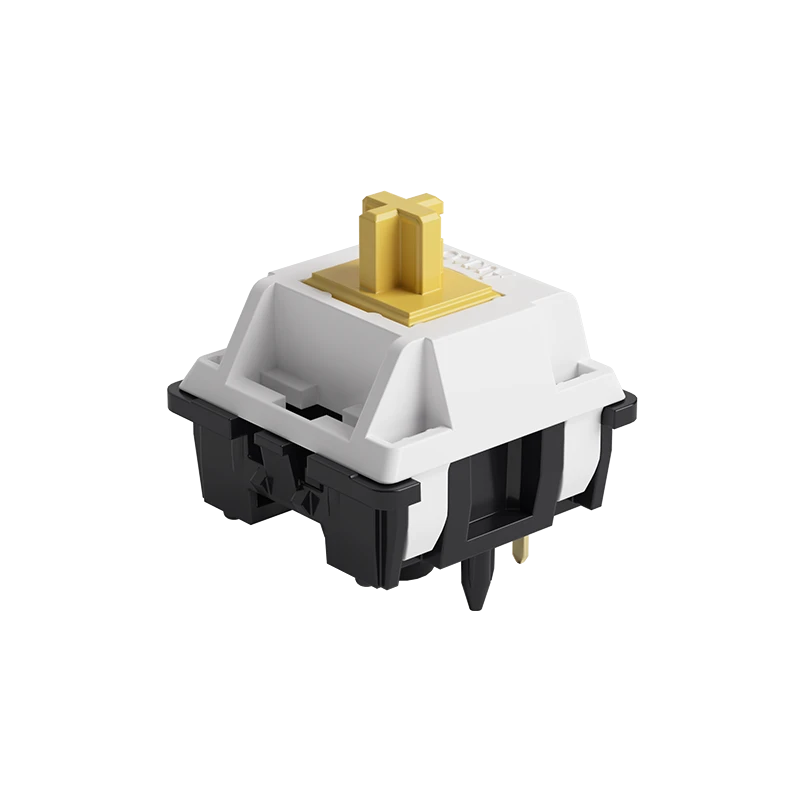 Switch mecánico táctil silencioso Akko Penguin con carcasa blanca y negra y vástago amarillo de MyKeyboard