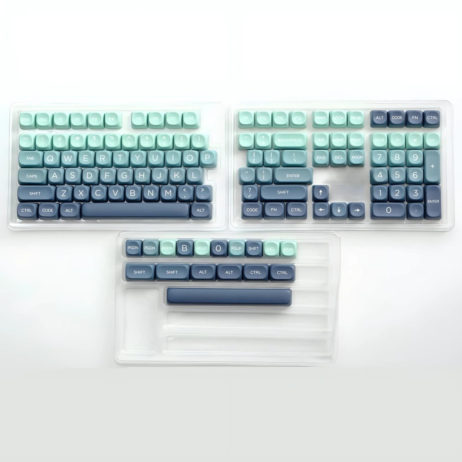Set de 126 teclas MyKeyboard Botanical Garden con perfil MOA en tonos verde menta y azul oscuro de PBT sublimado