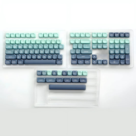 Set de 126 teclas MyKeyboard Botanical Garden con perfil MOA en tonos verde menta y azul oscuro de PBT sublimado