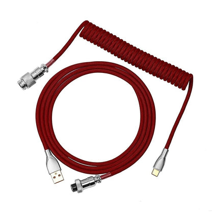 Cable enrollado rojo EPOMAKER para teclado mecánico con conector aviador metálico y USB tipo C de MyKeyboard