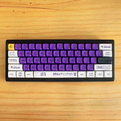 Teclado mecánico MyKeyboard CIDOO QK61 EVA01 formato 60% con teclas moradas y blancas e iluminación RGB
