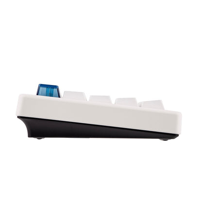 Teclado mecánico MyKeyboard CIDOO QK61 V2 formato 60% con teclas blancas y switch azul, vista lateral
