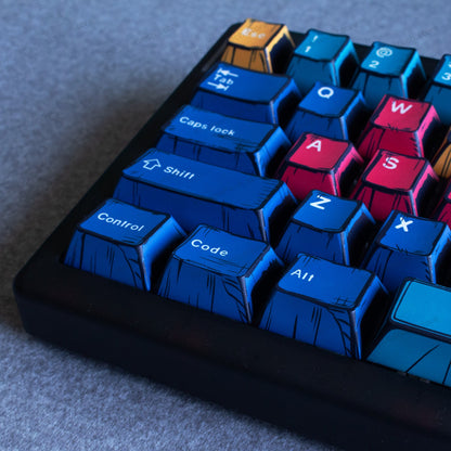 Teclado mecánico MyKeyboard CIDOO QK61 V2 al 60% con teclas estilo cómic en azul, rojo y amarillo