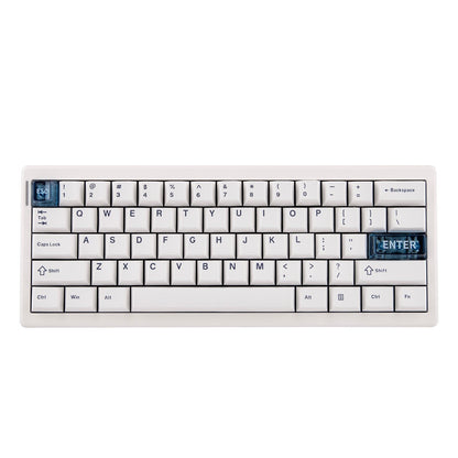 Teclado mecánico MyKeyboard CIDOO QK61 V2 formato 60% con teclas PBT blancas y detalles en azul translúcido