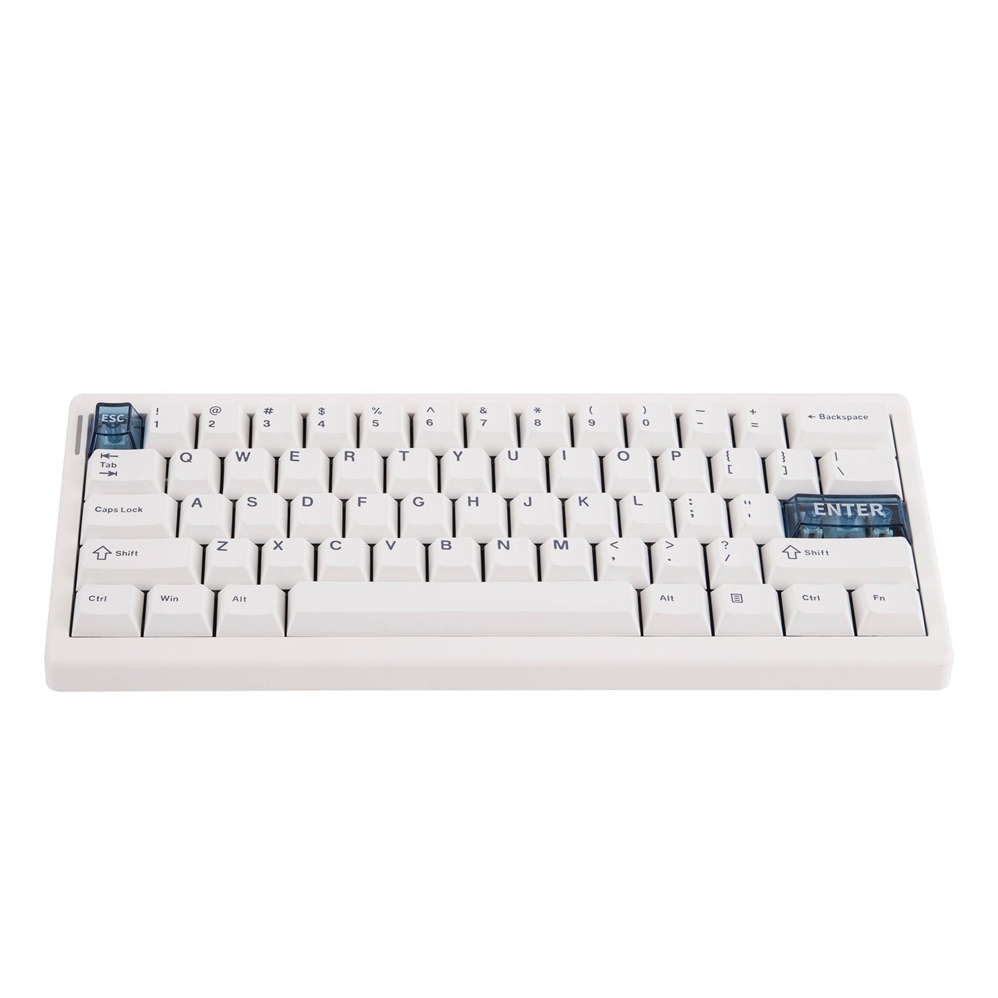 Teclado mecánico MyKeyboard CIDOO QK61 V2 formato 60% con teclas PBT blancas y detalles en azul oscuro