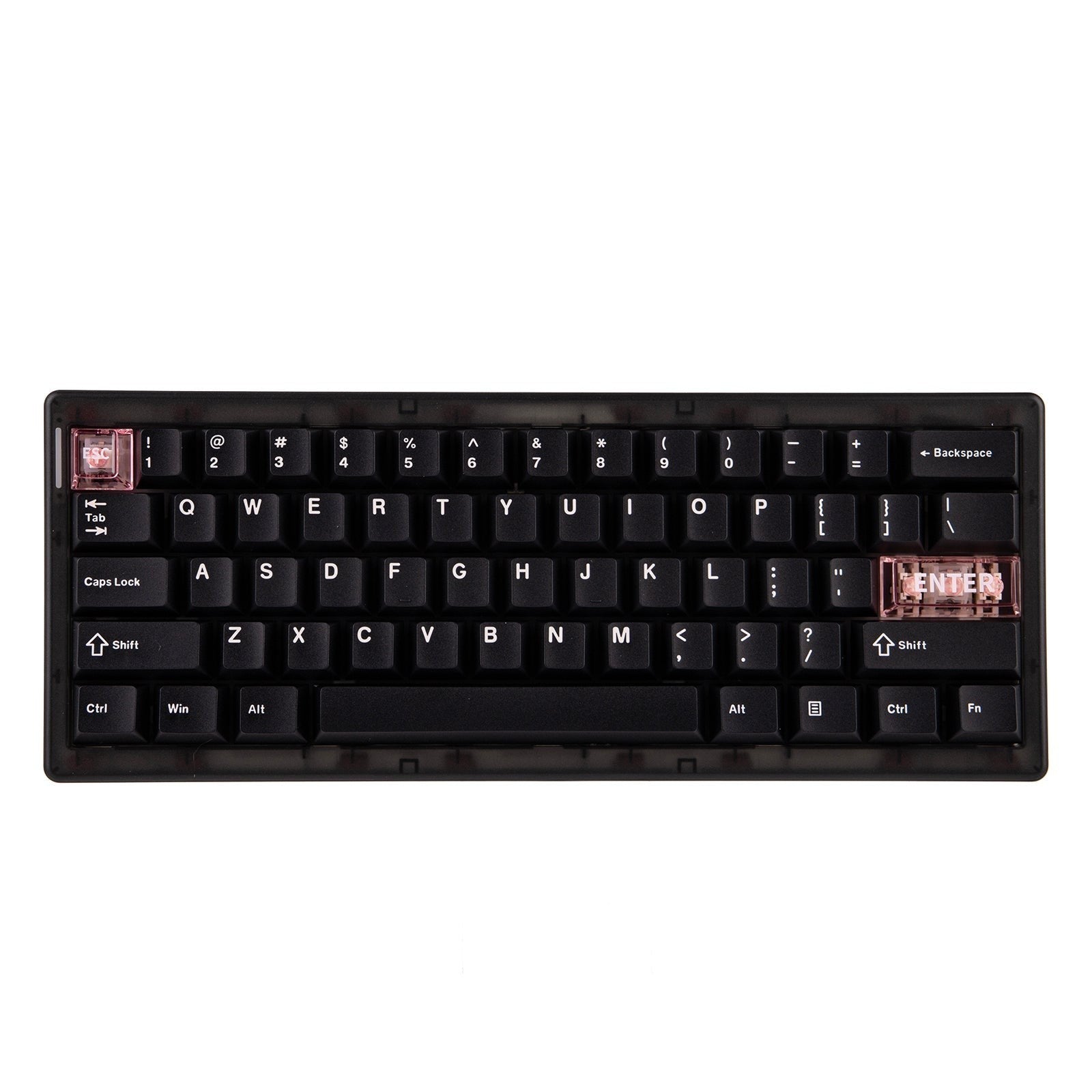 Teclado mecánico MyKeyboard CIDOO QK61 V2 formato 60% con teclas negras PBT y detalles translúcidos en rosa