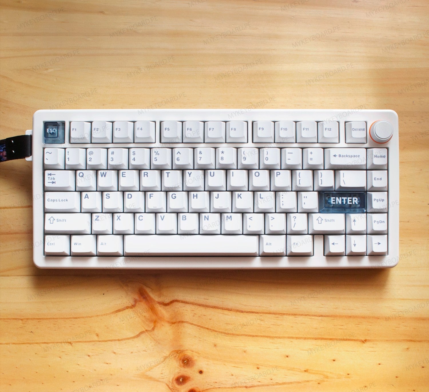 Teclado mecánico MyKeyboard CIDOO QK75 blanco formato 75% con perilla de volumen y teclas personalizadas