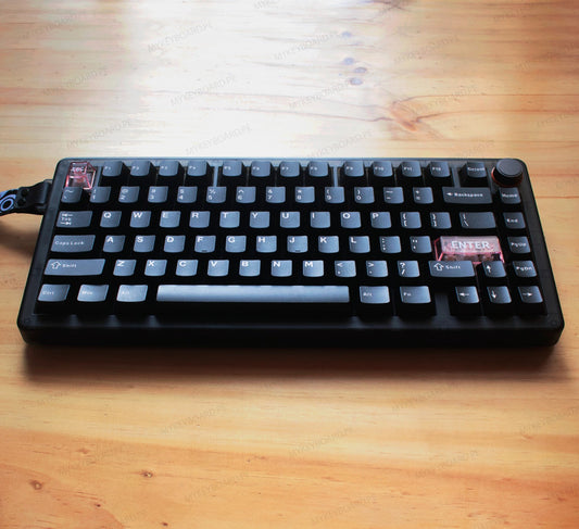 Teclado mecánico MyKeyboard CIDOO QK75 negro formato 75% con perilla de volumen y teclas transparentes personalizadas