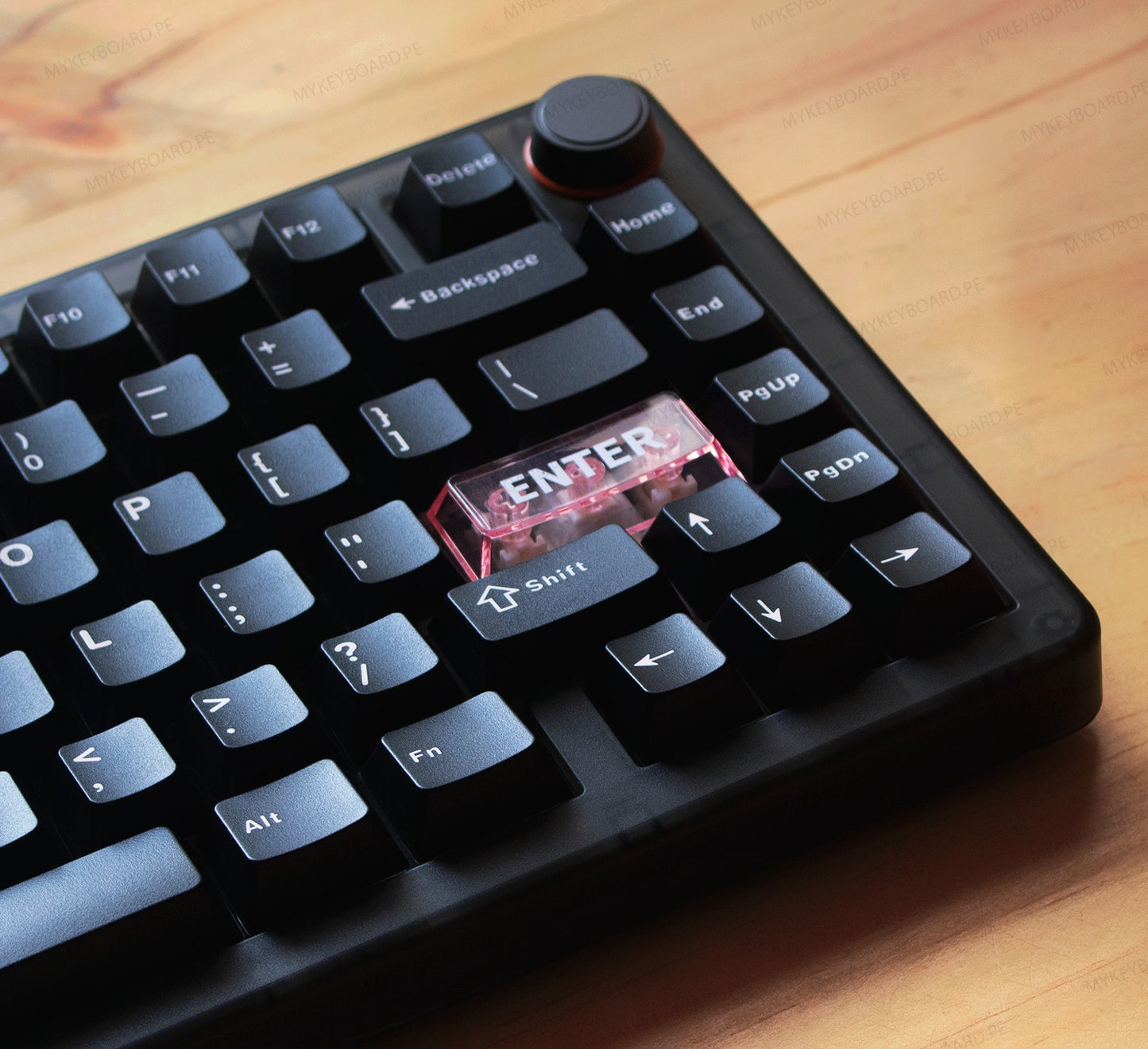 Teclado mecánico MyKeyboard CIDOO QK75 negro formato 75% con perilla y tecla Enter transparente