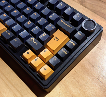 Teclado mecánico MyKeyboard EPOMAKER X AULA F75 ISO Español negro y amarillo con perilla de volumen y formato 75%