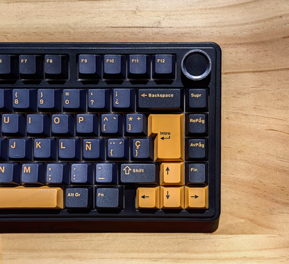Teclado mecánico MyKeyboard EPOMAKER X AULA F75 ISO Español negro y amarillo con perilla de volumen y formato 75%