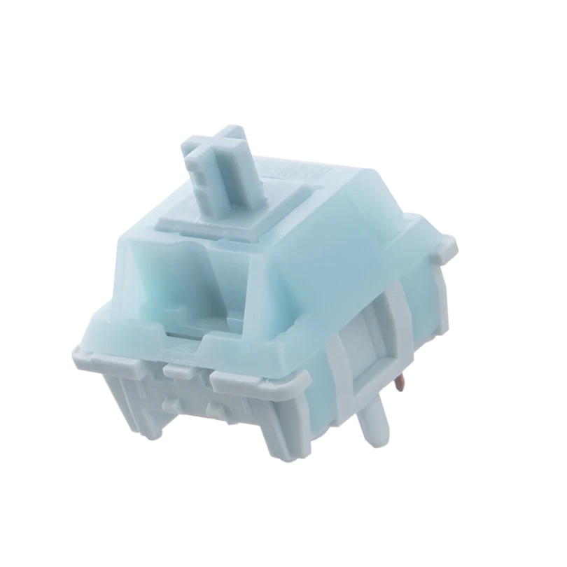 Switch lineal MyKeyboard EPOMAKER Creamy Jade de color azul claro, diseñado para teclados mecánicos hot-swappable.