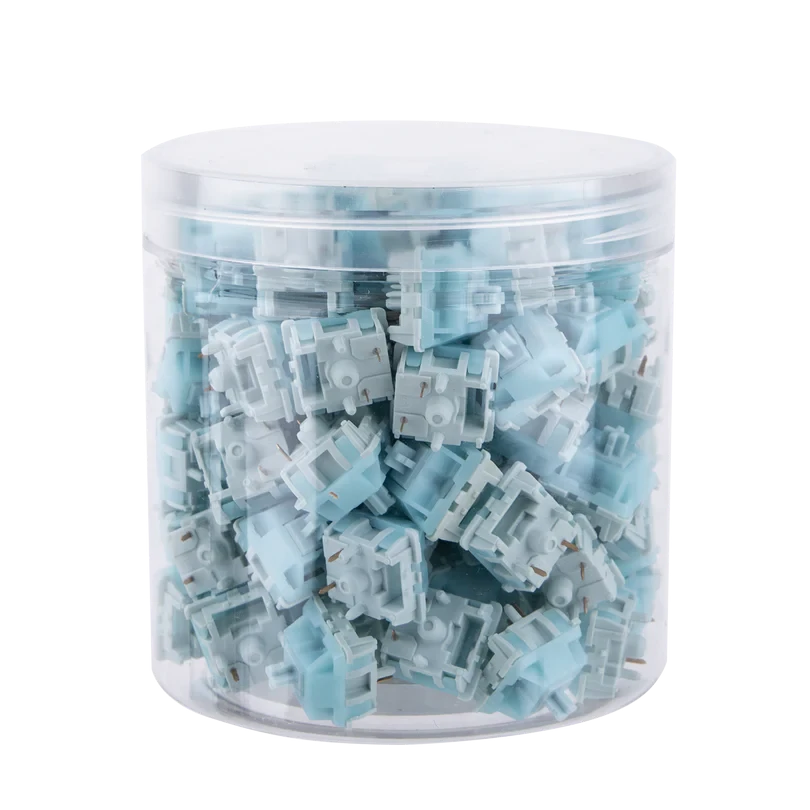 Tarro de 100 switches lineales MyKeyboard EPOMAKER Creamy Jade de color azul claro para teclados mecánicos