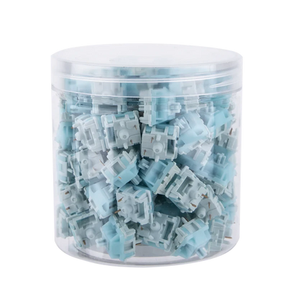 Tarro de 100 switches lineales MyKeyboard EPOMAKER Creamy Jade de color azul claro para teclados mecánicos