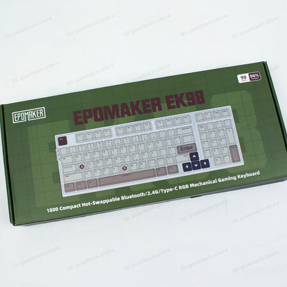 Caja del teclado mecánico MyKeyboard EPOMAKER EK98 con diseño compacto 96% y conectividad inalámbrica RGB