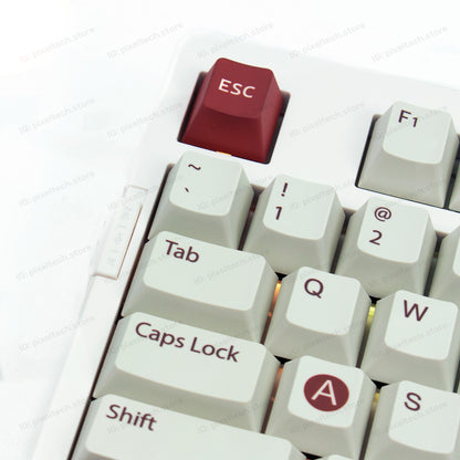 Teclado mecánico MyKeyboard EPOMAKER EK98 con teclas PBT gris claro y tecla ESC roja, formato compacto 96%.