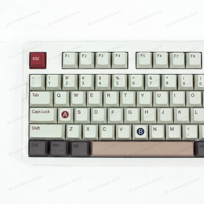 Teclado mecánico MyKeyboard EPOMAKER EK98 con teclas PBT gris y crema y tecla ESC roja en formato compacto 96%