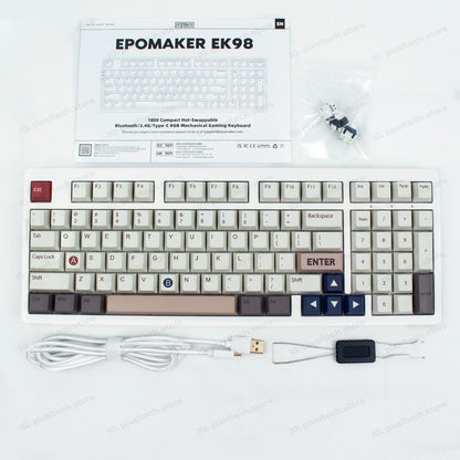 Teclado mecánico MyKeyboard EPOMAKER EK98 blanco y gris con teclas PBT, formato 96% e iluminación RGB