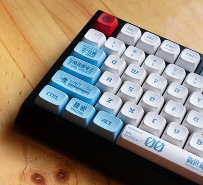 Teclado mecánico MyKeyboard EPOMAKER G84 HE edición EVA 00 con teclas PBT blancas y azules y detalle rojo