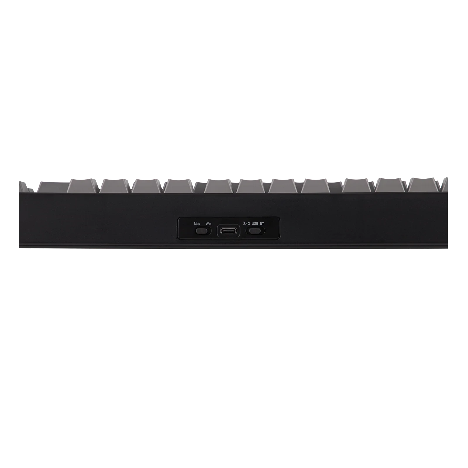 Panel trasero del teclado MyKeyboard Epomaker G84 Pro con puerto USB-C y selectores de modo Mac Win y 2.4G USB BT