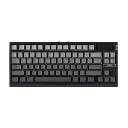 Teclado mecánico MyKeyboard Epomaker G84 Pro gris con pantalla personalizable y knob de aluminio en vista superior