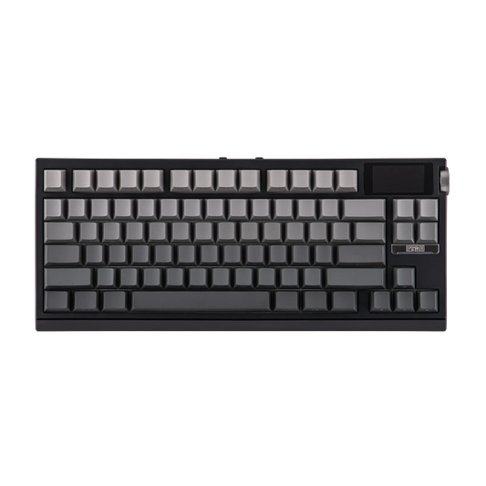 Teclado mecánico MyKeyboard Epomaker G84 Pro gris con pantalla personalizable y knob de aluminio en vista superior