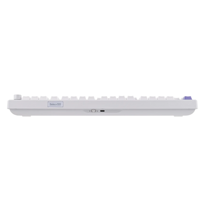 Vista trasera del teclado mecánico MyKeyboard EPOMAKER Galaxy 100 blanco con puerto USB-C y selector de modo