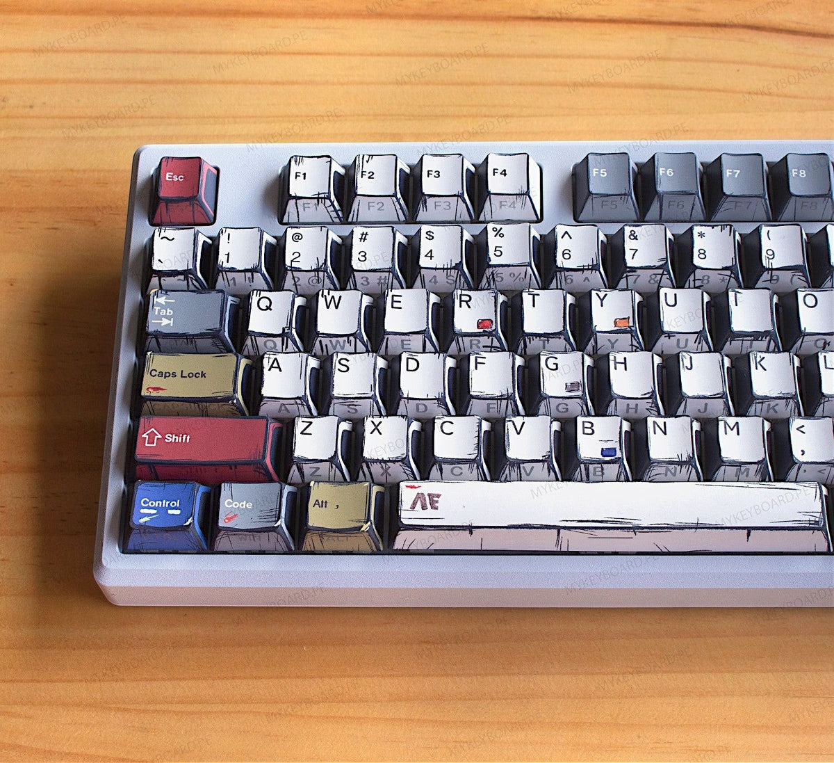Teclado mecánico MyKeyboard EPOMAKER Galaxy100 con diseño manga, teclas PBT perfil MDA y cuerpo de aluminio gris