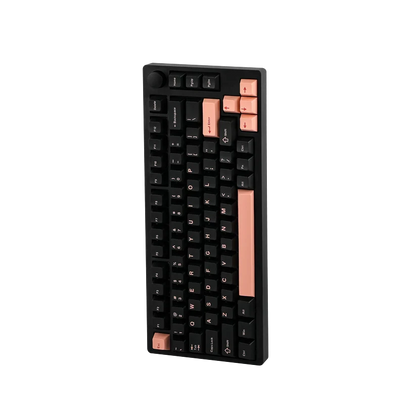 Teclado mecánico MyKeyboard Epomaker P75 formato 75% con cuerpo de aluminio negro, teclas acento salmón y perilla