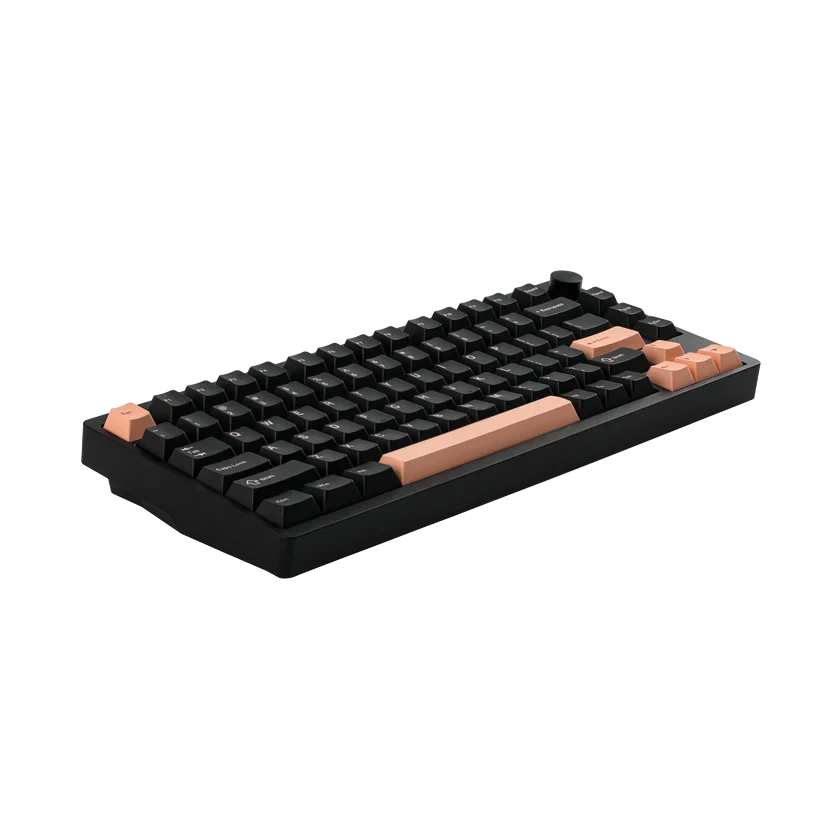 Teclado mecánico MyKeyboard EPOMAKER P75 75% negro con teclas de acento melocotón, cuerpo de aluminio y rueda lateral
