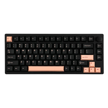 Teclado mecánico MyKeyboard EPOMAKER P75 75% negro con teclas de acento salmón, cuerpo de aluminio y rueda de volumen