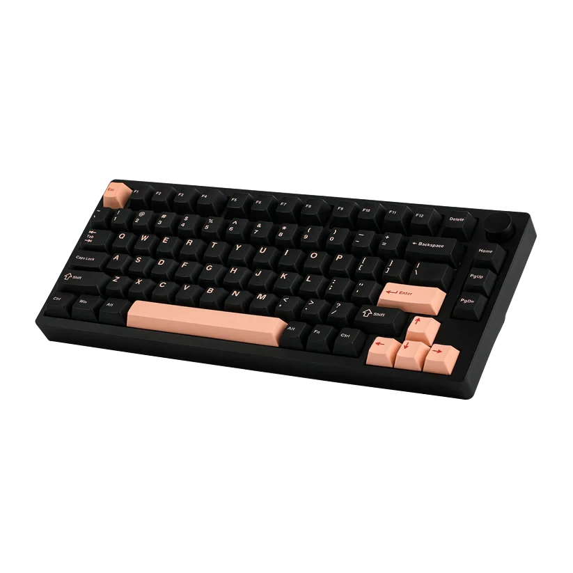 Teclado mecánico MyKeyboard EPOMAKER P75 75% con carcasa de aluminio negro y teclas en contraste negro y melocotón