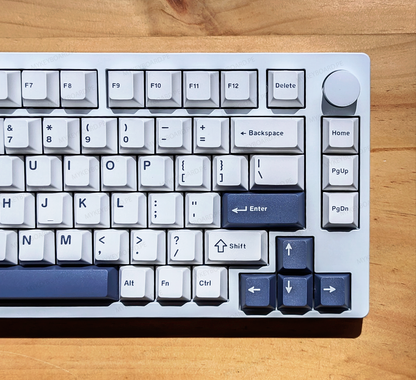 Teclado mecánico MyKeyboard Epomaker P75 75% con cuerpo de aluminio, teclas blancas y azules 