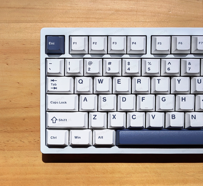 Teclado mecánico MyKeyboard Epomaker P75 75% con cuerpo de aluminio, teclas blancas y azules 