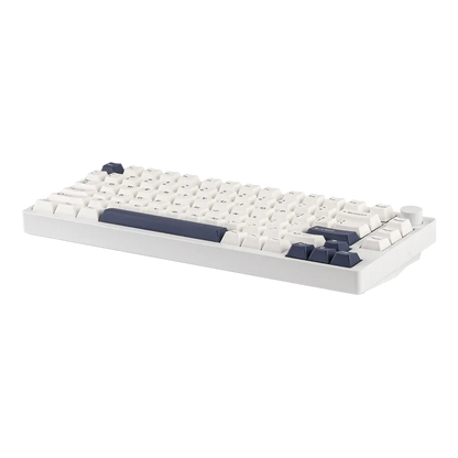 Teclado mecánico MyKeyboard Epomaker P75 75% blanco y azul con cuerpo de aluminio y rueda de volumen