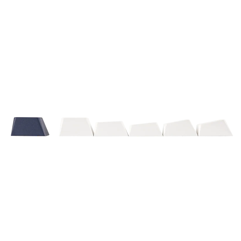 Teclas de repuesto para teclado MyKeyboard EPOMAKER P75 en color blanco y una tecla azul oscuro sobre fondo negro