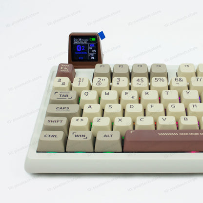Teclado mecánico MyKeyboard EPOMAKER RT100 ISO Español con teclas retro beige y marrón y mini pantalla TV integrada