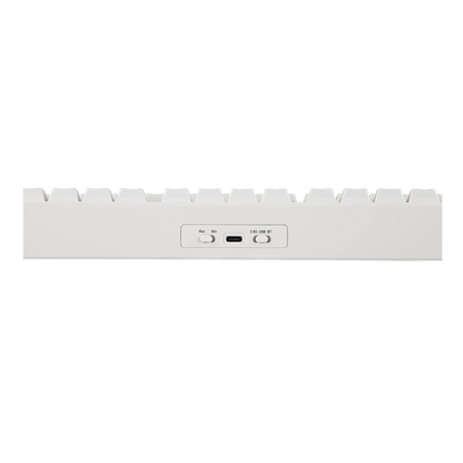 Panel trasero del teclado MyKeyboard Epomaker TH80 V2 Pro con interruptores de modo y puerto USB-C en color blanco
