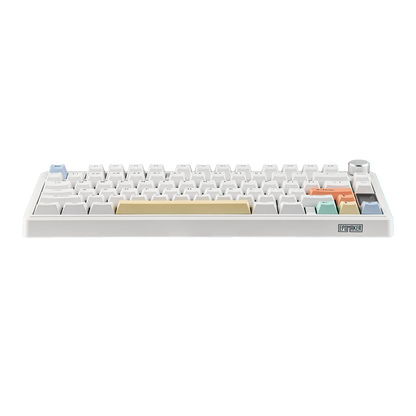 Teclado mecánico MyKeyboard Epomaker TH80 V2 Pro blanco con teclas de colores pastel y perilla de control
