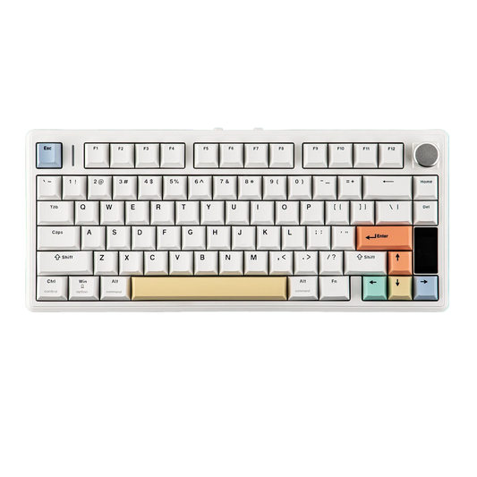 Teclado mecánico MyKeyboard EPOMAKER TH80 V2 Pro blanco con teclas de colores y pantalla LCD personalizable