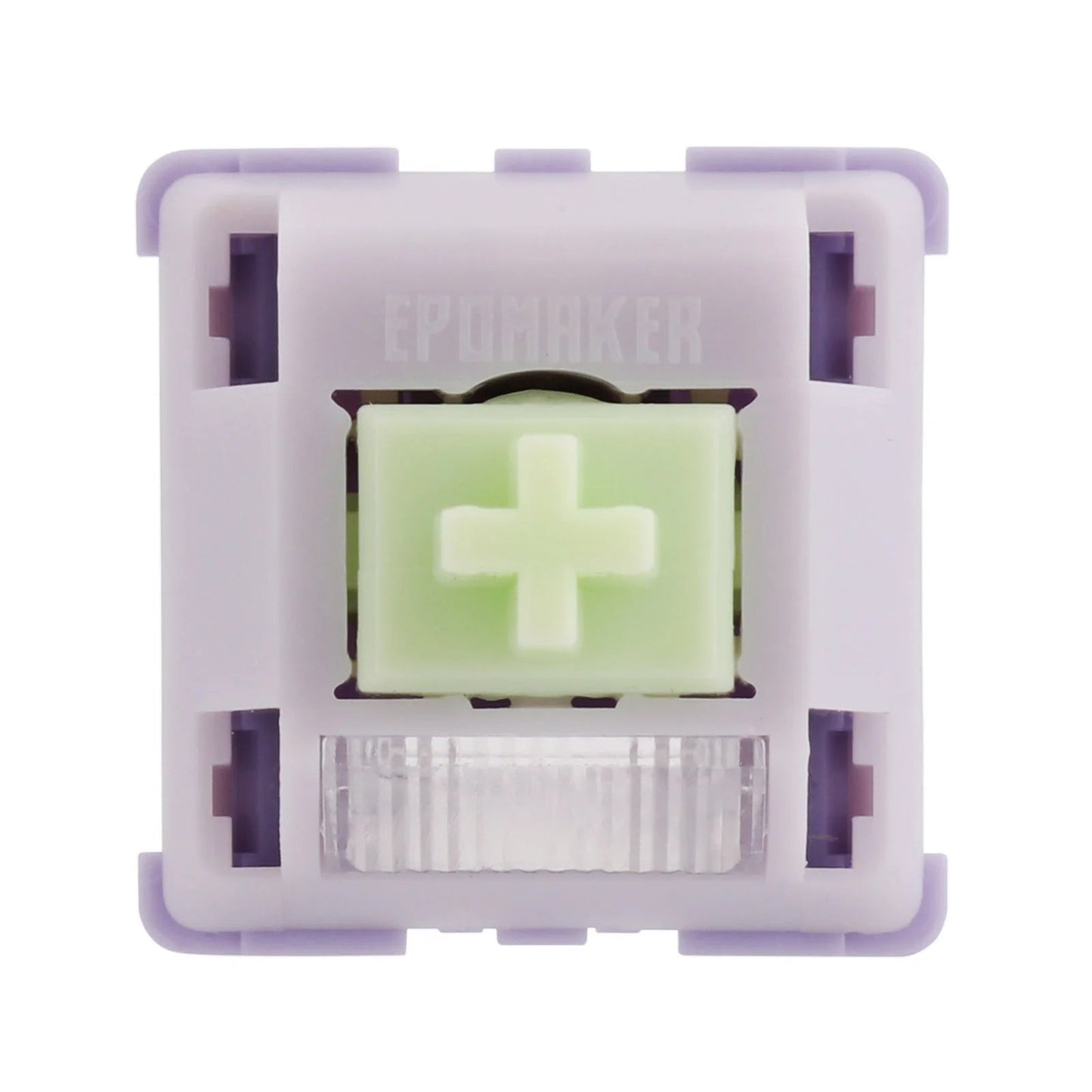 Switch lineal MyKeyboard Epomaker Wisteria V2 de color lila y verde claro con diseño de 5 pines para teclado mecánico