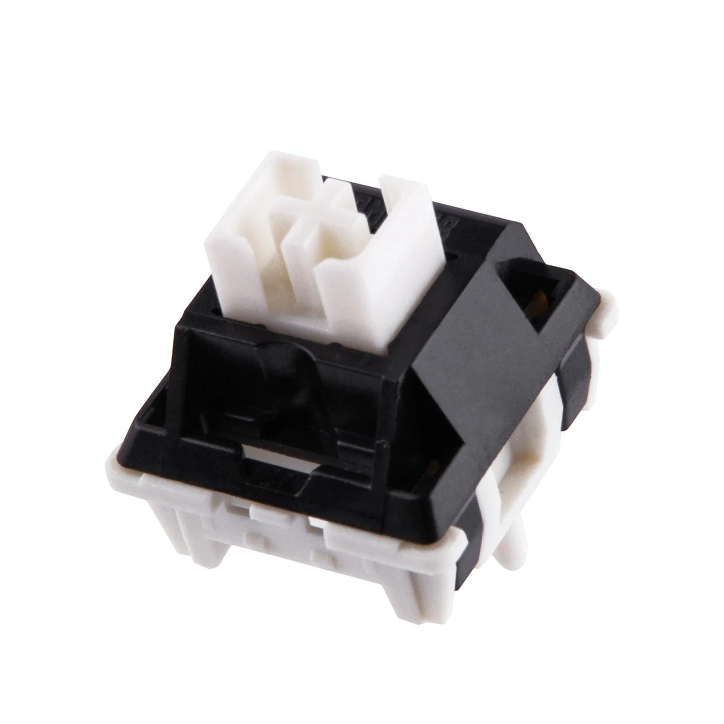 Switch lineal Epomaker Zebra de MyKeyboard con vástago blanco y carcasa negra, lubricado de fábrica para teclados mecánicos