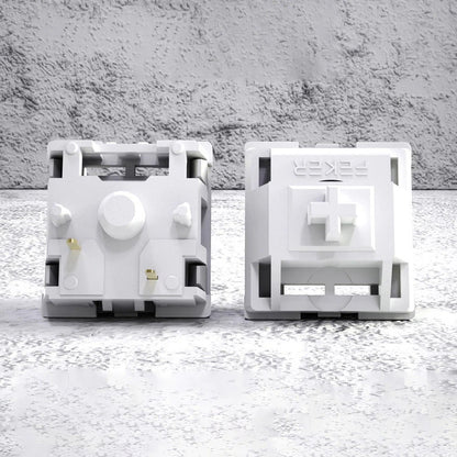 Switches lineales MyKeyboard Feker Marble White de color blanco con 5 pines para teclados mecánicos custom