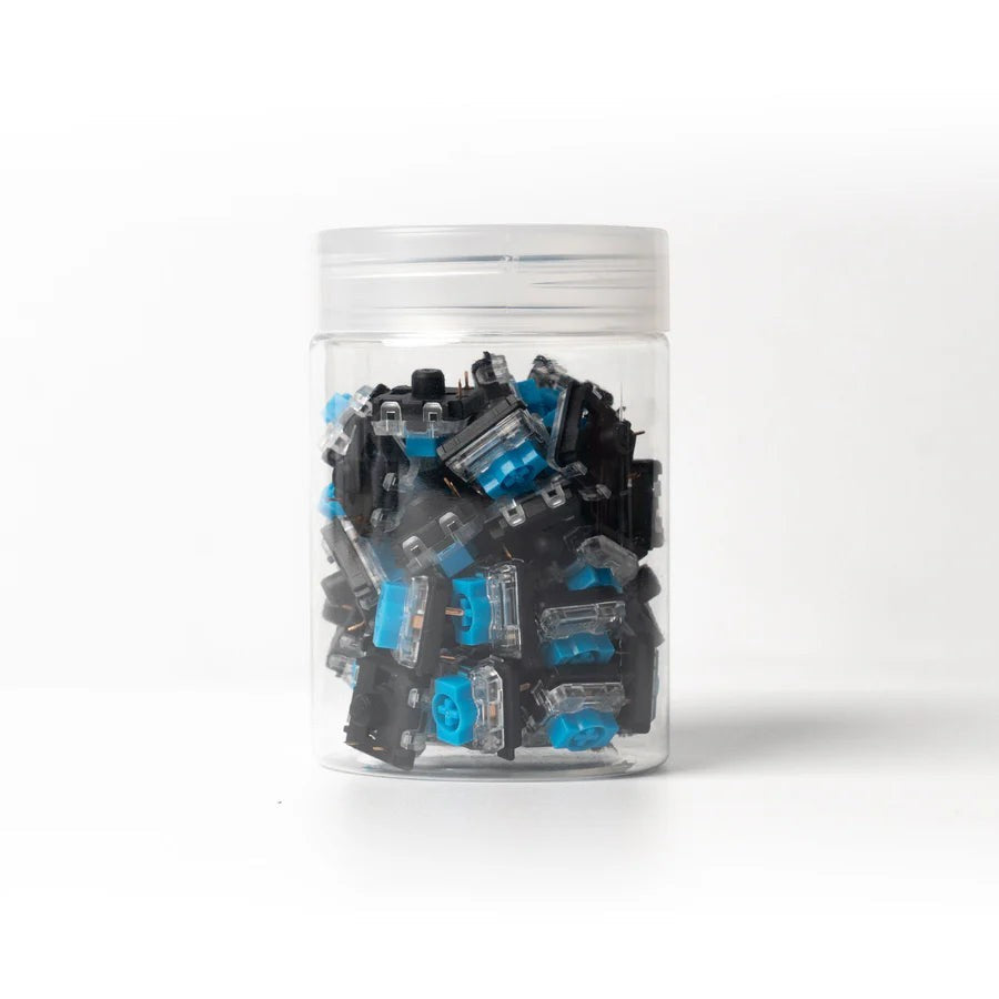 Tarro con 100 switches mecánicos MyKeyboard Gateron KS-33 Low Profile 2.0 Blue de tipo clicky
