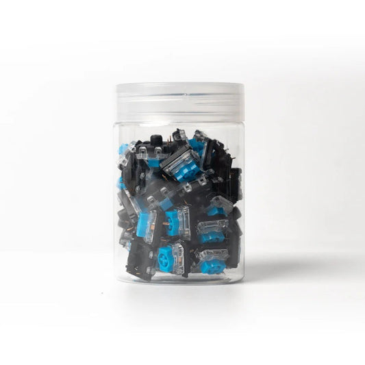 Tarro con 100 switches mecánicos MyKeyboard Gateron KS-33 Low Profile 2.0 Blue de tipo clicky